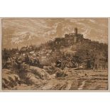 Lithografie Fritz Wucherer 1873 Basel - 1948 Kronberg "Blick auf Falkenstein" u. li. sign. Fritz