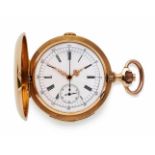 Herrentaschenuhr Jaeger-LeCoultre, Chronograph mit Repetition in 18 K GG. Schweiz um 1897. Glattes