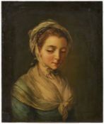 Gemälde Nachfolge Greuze "Junges Mädchen" Öl/Lwd. (doubl.), 48 x 40,5 cm