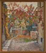 Gouache Anatolij Dmitrievic Kajgorodov 1878 St. Petersburg - 1945 Mondsee "Herbstliche Hofansicht"