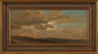Gemälde Richard Fresenius 1844 Frankfurt - 1903 Monte Carlo "Regenwolken über weiter Landschaft"