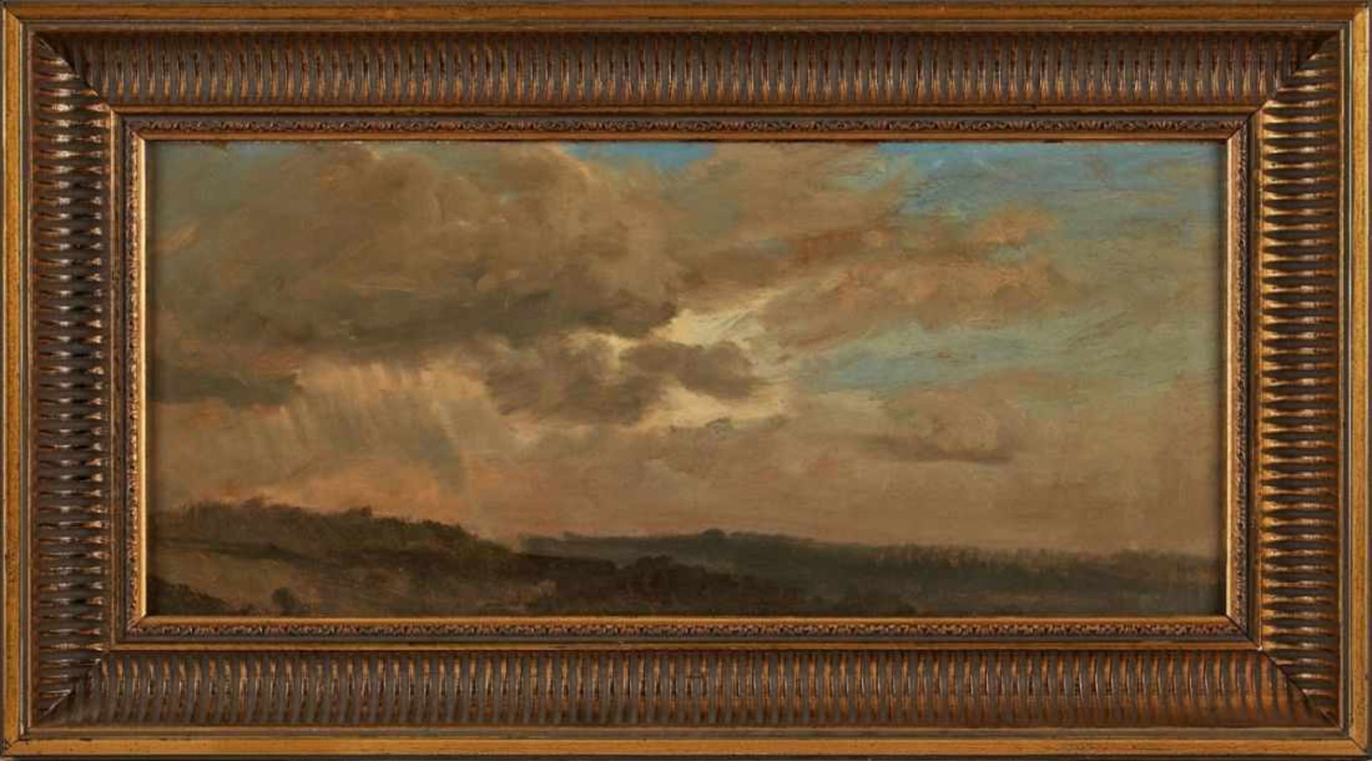 Gemälde Richard Fresenius 1844 Frankfurt - 1903 Monte Carlo "Regenwolken über weiter Landschaft"