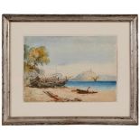 Aquarell Hermann Corrodi 1844 Frascati - 1905 Rom "Reina - Ischia mit Blick auf Castello