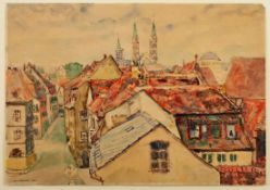 Aquarell Philipp Franck 1860 Frankfurt - 1944 Berlin "Über den Dächern von Bamberg" u. li. sign.