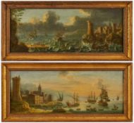 Paar Gemälde Charles Leopold Grevenbroek, Umkreis des gest. 1758 Neapel "Hafenszenen" Öl/Lwd. (