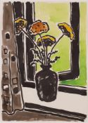 Aquarell- u. Tuschpinselzeichnung Karl Schmidt-Rottluff 1884 Rottluff - 1976 Berlin "Vase mit