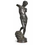 Bronze "David mit dem Haupt des Goliath", Antonin Mercie (1865-1916), 1. Hälfte 20. Jh. Schwarz