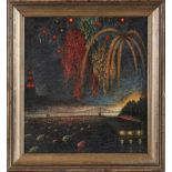 Gemälde Vedutenmaler um 1920 "Mainbeleuchtung / Feuerwerk" Öl/Lwd., 42 x 38,5 cm