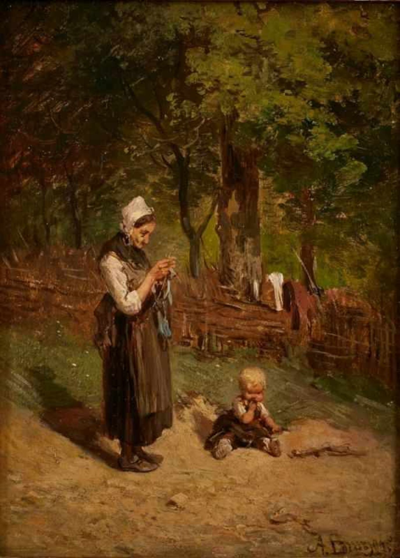 Gemälde Anton Burger 1824 Frankfurt - 1905 Kronberg Genre- u. Landschaftsmaler, lernt zunächst