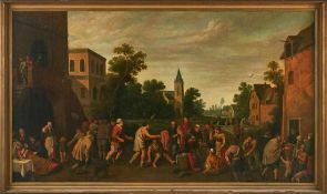 Gemälde Cornelis Droogsloot, Nachfolge des Niederländischer Genremaler d. 17./18. Jh. "Mildtätige