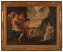 Gemälde Figurenmaler 18. Jh. "Diana mit ihrem Gefolge" Öl/Lwd. (doubl.), 52 x 64 cm Vergoldeter