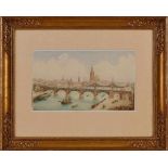 Aquarell Carl Eduard Sonntag 1813 Dresden - 1887 Frankfurt "Ansicht von Frankfurt" u. li. sign.