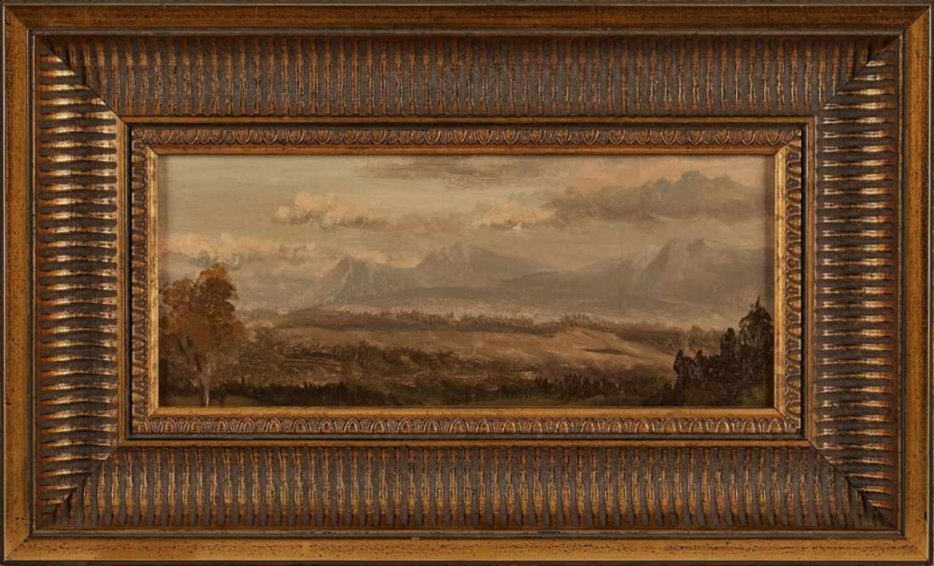 Gemälde Richard Fresenius 1844 Frankfurt - 1903 Monte Carlo "Alpenlandschaft" Verso mit dem