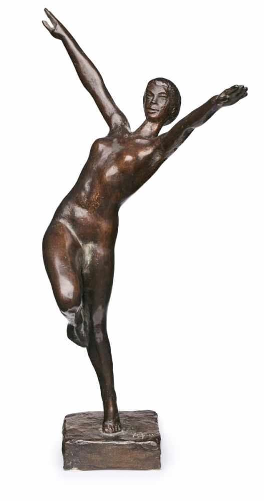 Bronze Siegfried Assmann (geb. 1925, lebt u. arbeitet bei Hamburg) Tanzender Frauenakt, dat. 1982.