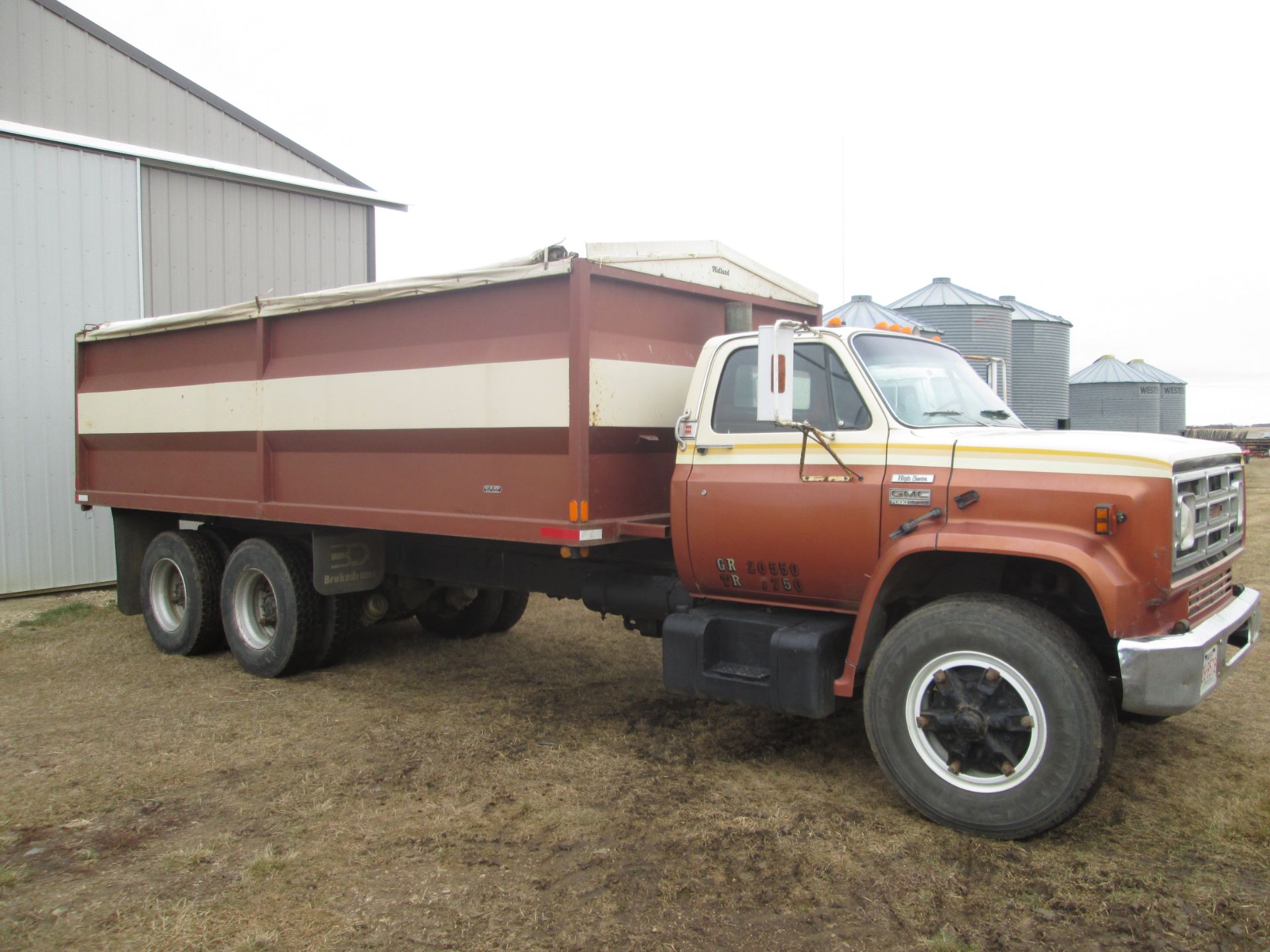 1979 GMC 7000 TA grain truck w/ 20' steel box & hoist (pole), auto trans, 427 gas eng (was rebuilt), - Image 4 of 10