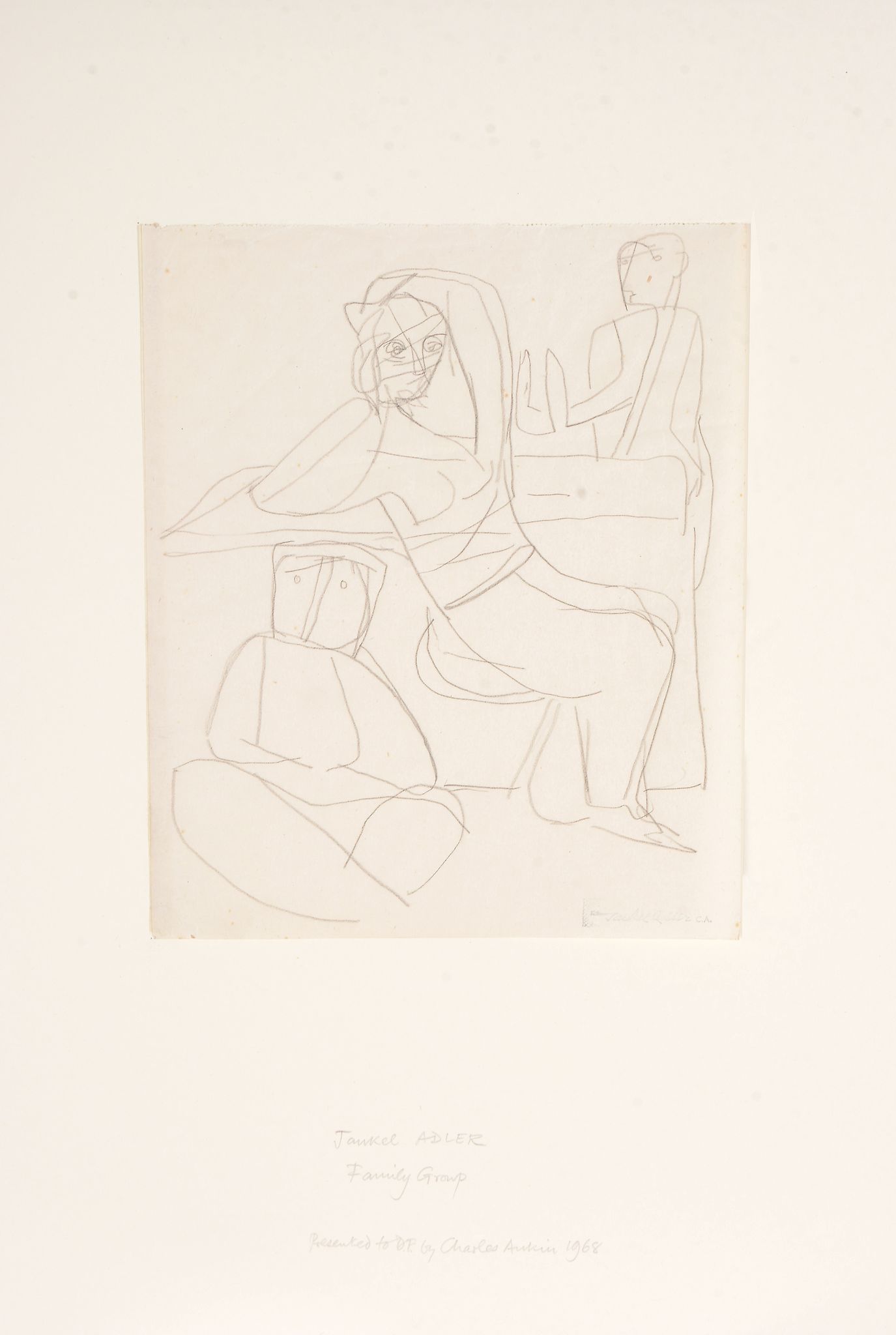 Jankel Adler Family Group Pencil on paper With artist's stamp - Image 2 of 2