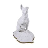 A Volkstedt biscuit porcelain model of a Manchester terrier, Zezette