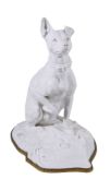 A Volkstedt biscuit porcelain model of a Manchester terrier, Zezette