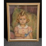 Walter Bernuth Portrait of a girl with toy Pastel Signed and dated 37