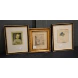 A group of four assorted prints, various sizes, largest plate 27 x 34cm