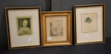 A group of four assorted prints, various sizes, largest plate 27 x 34cm