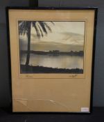 Two Black and white textured prints, Dawn; Sunset on the Tigris