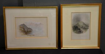 British School Mountain Landscape Watercolour Indistinctly signed