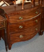 A 19th century bowfront chest of drawers, with three long drawers, 86cm high