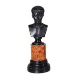 A black painted composition bust of Augustus, of recent manufacture