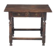 A Charles II oak side table, circa 1680, with single blind frieze drawer