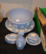 A Wedgwood blue jasper bowl and other similar pieces