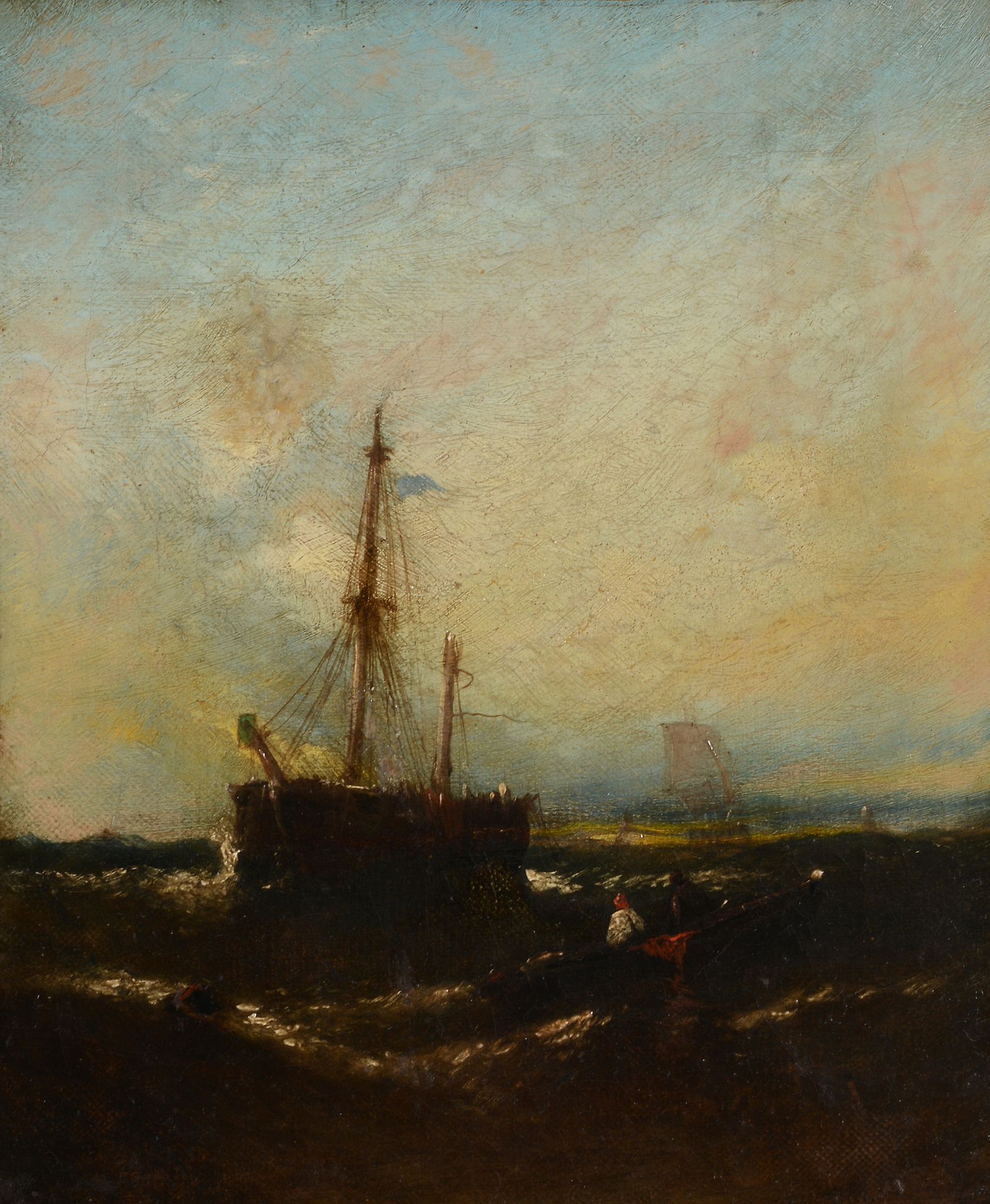 William Callcott Knell Shipping off the coast A pair Oil on canvas - Image 2 of 4