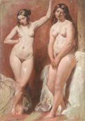 Manner of William Etty Two nude models in a studio Oil on board Manner of William Etty (1787-1849)