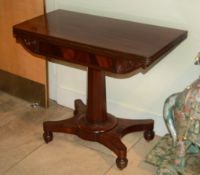 A William IV mahogany tea table, on faceted pillar support, 92cm wide