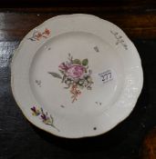 A Meissen ozier moulded plate typically decorated deusche Blumen