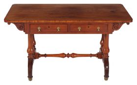 A mahogany library table, circa 1835 and later, 63cm high, 115cm wide, 55cm deep