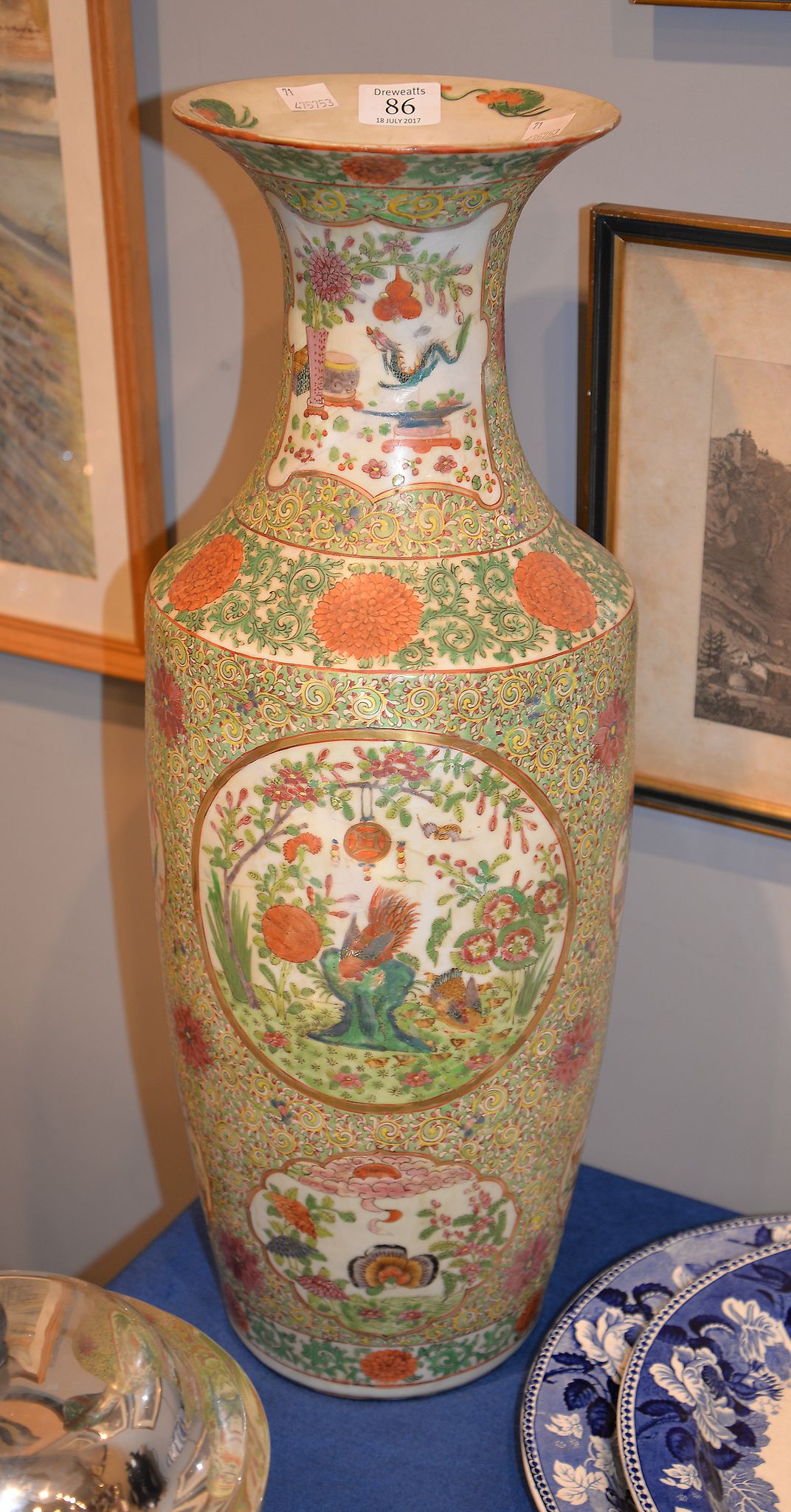 A large Cantonese enamelled porcelain vase, 62cm high