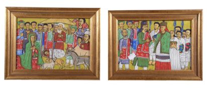 Five framed and glazed Ethiopian religious watercolours