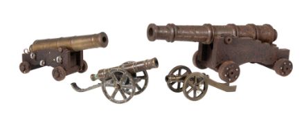 Four metal models of cannons, early 20th century