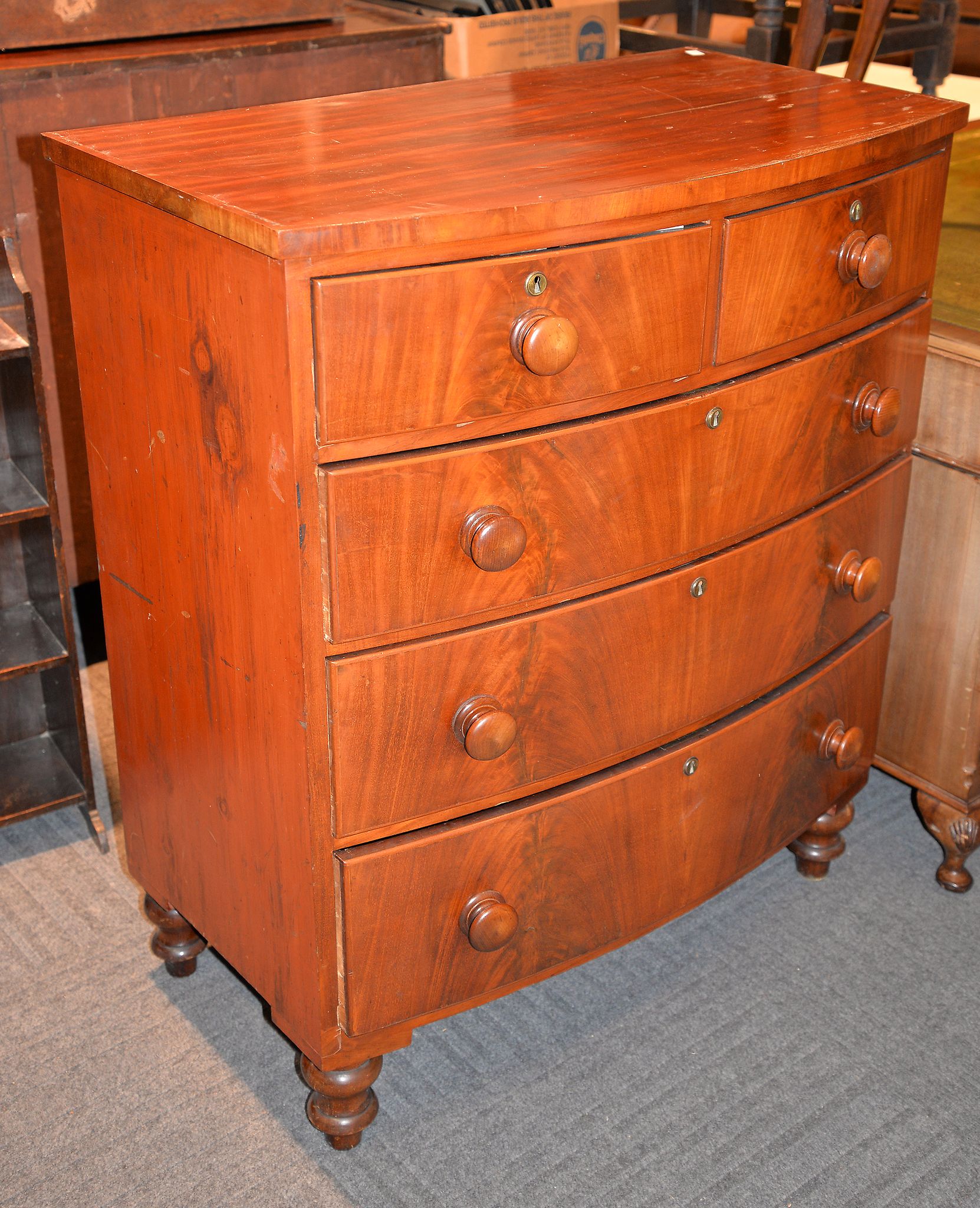 A Victorian mahogany bow fronted chest of drawers