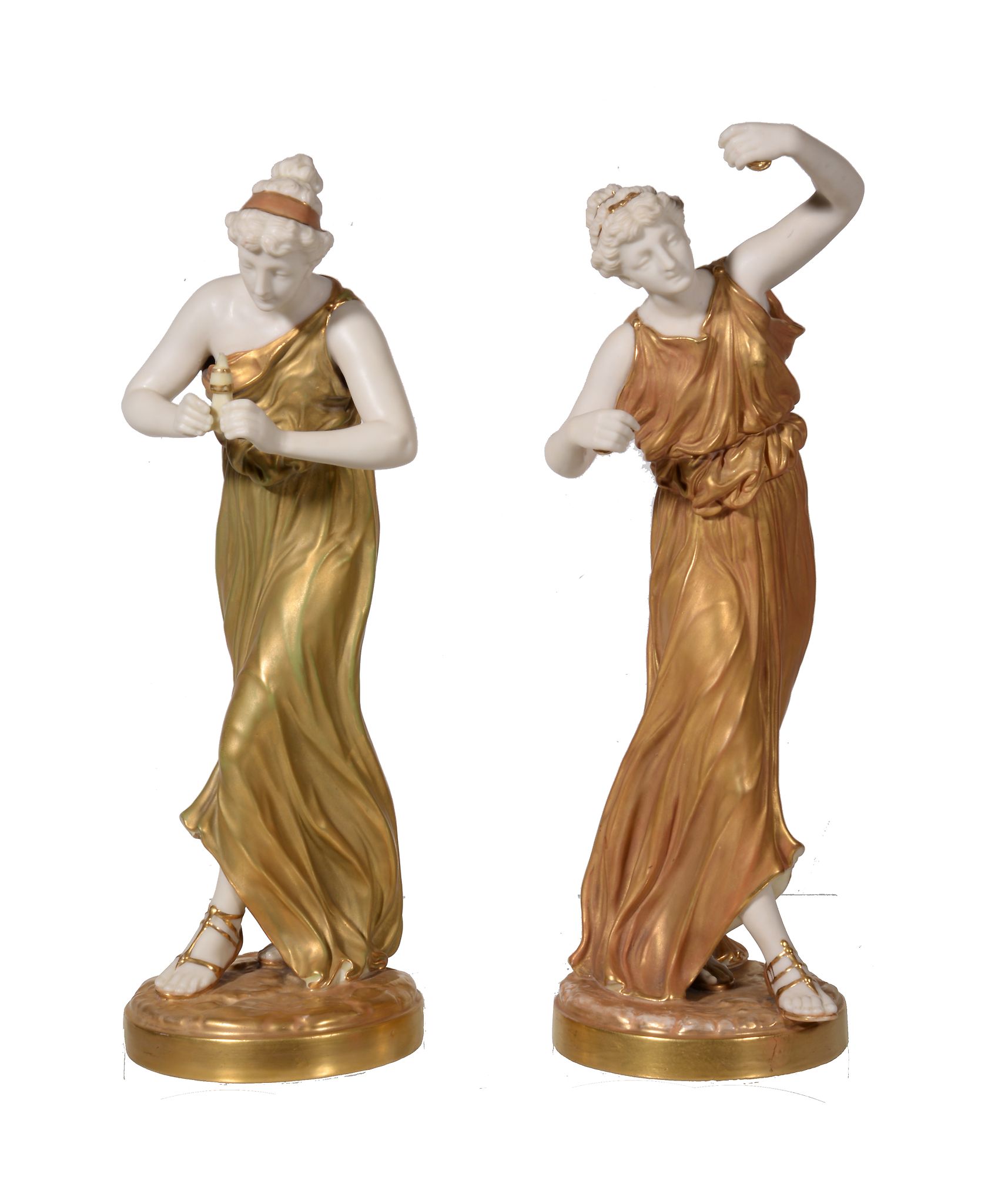 A pair of Royal Worcester models of dancers, date code for 1917