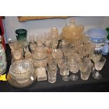 Eight 19th century faceted wine flutes, and a quantity of other various.