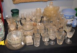 Eight 19th century faceted wine flutes, and a quantity of other various.