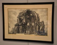 Giovanni Battista Piranesi The Temple of Minerva Etching Image: 45 x 68