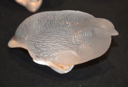 A modern Lalique frosted glass model of a game bird, etched mark