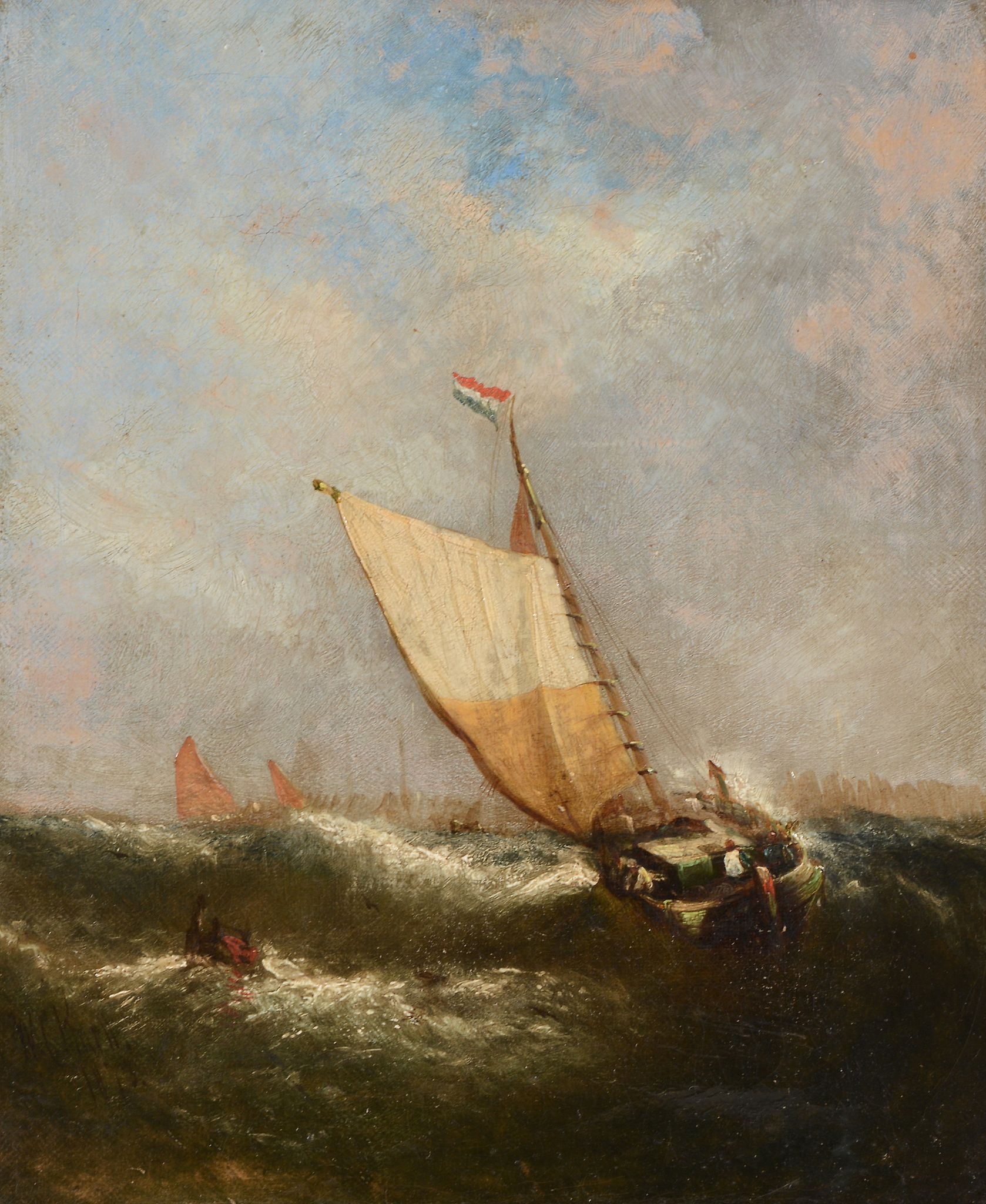 William Callcott Knell Shipping off the coast A pair Oil on canvas - Image 3 of 4