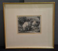 Gwen Raverat Threshing Woodblock print Signed and titled to the lower margin.