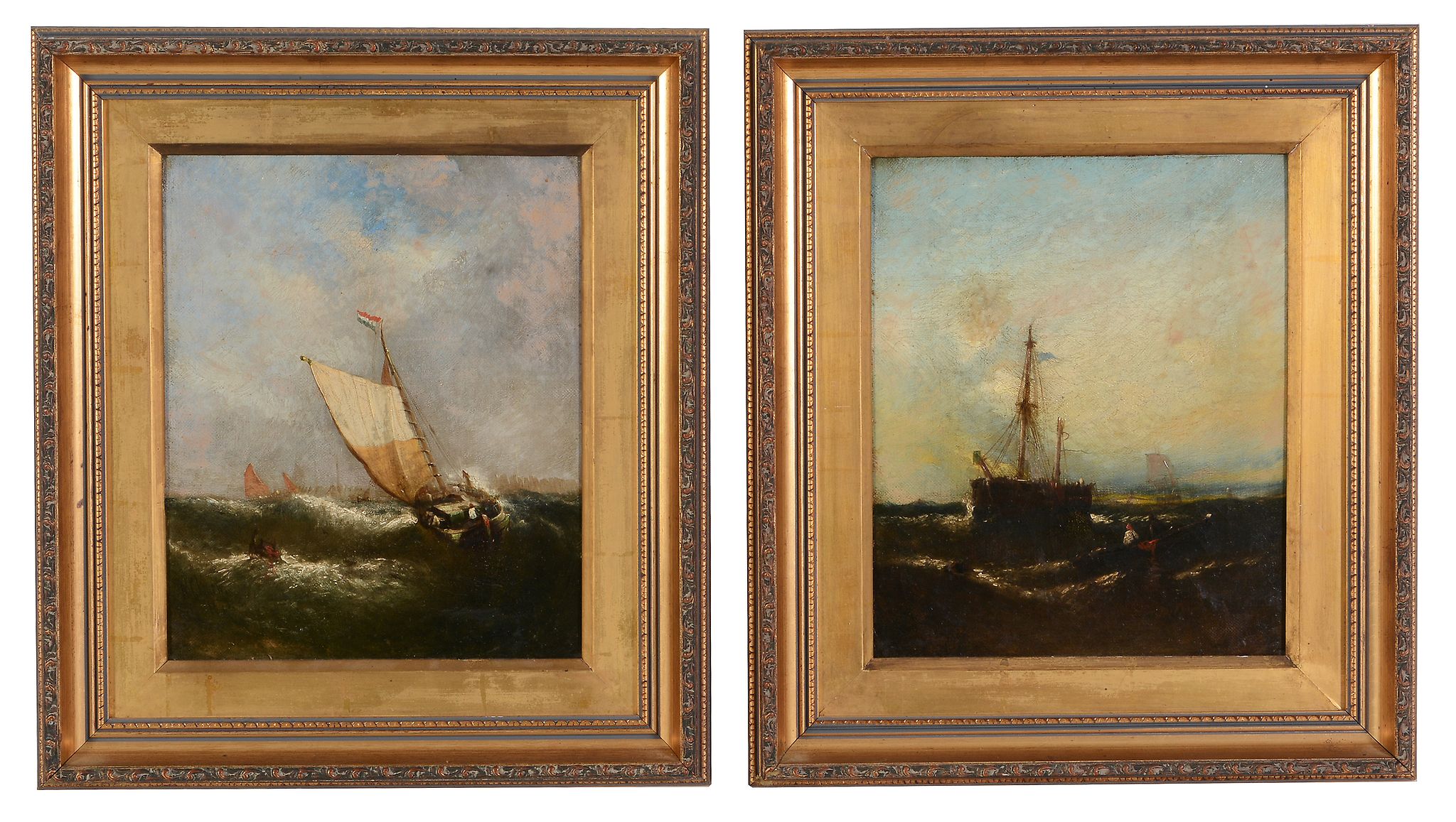 William Callcott Knell Shipping off the coast A pair Oil on canvas