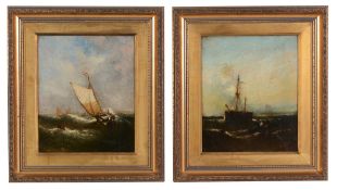 William Callcott Knell Shipping off the coast A pair Oil on canvas