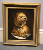 British School Study of a terrier Oil on canvas Indistinctly signed